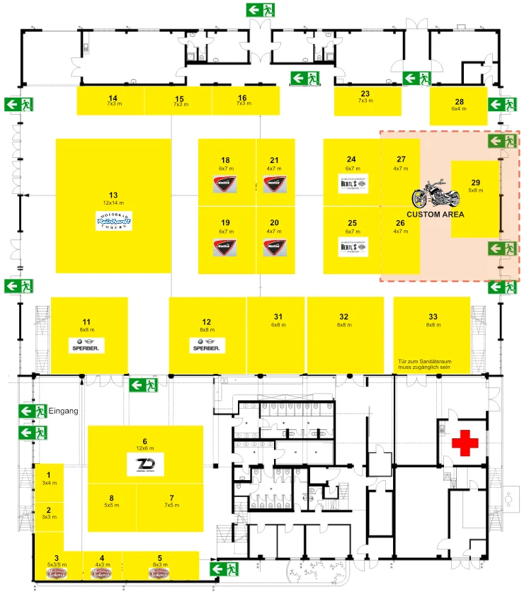 Lageplan der Stadthalle Lichtenfels zur Motorradmesse Franken