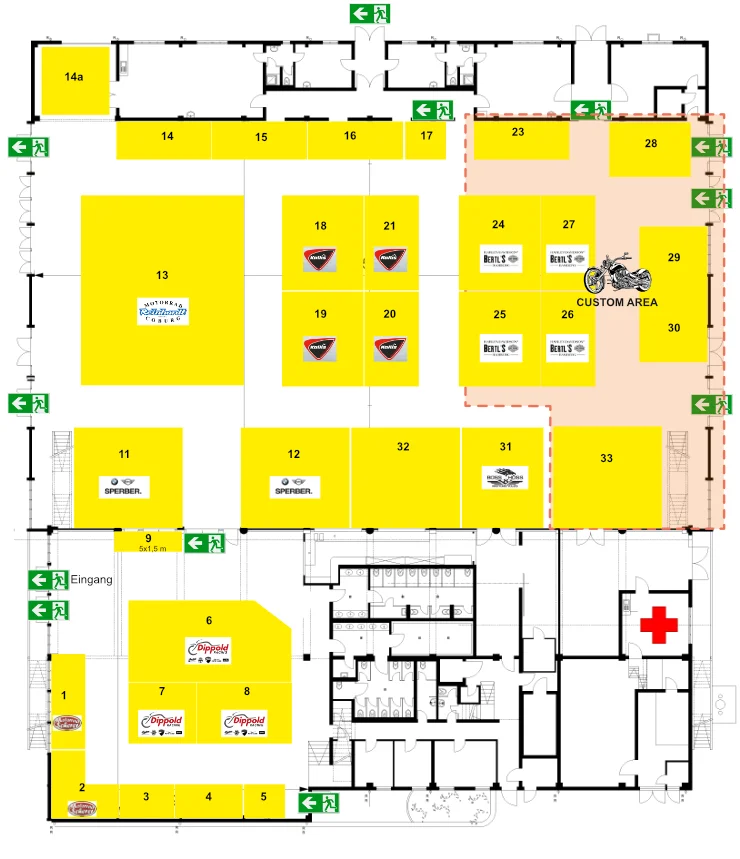 Lageplan der Stadthalle Lichtenfels zur Motorradmesse Franken